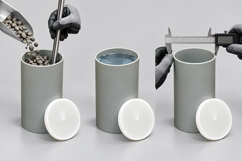 Preparing a plastic concrete test cylinder mold for use